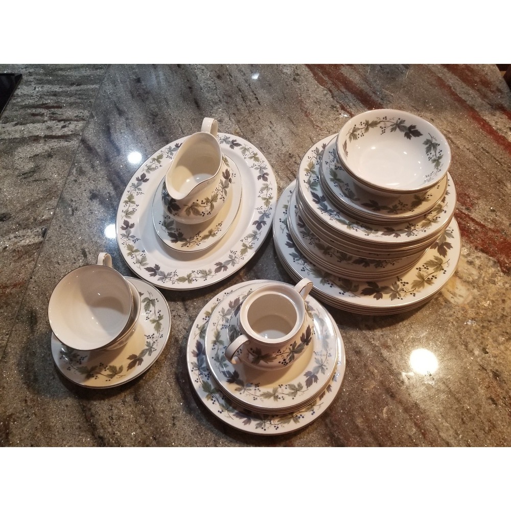 Royal Doulton "Burgundy" Complete Setting for 5 Plus Extra Pieces-35 pieces Set